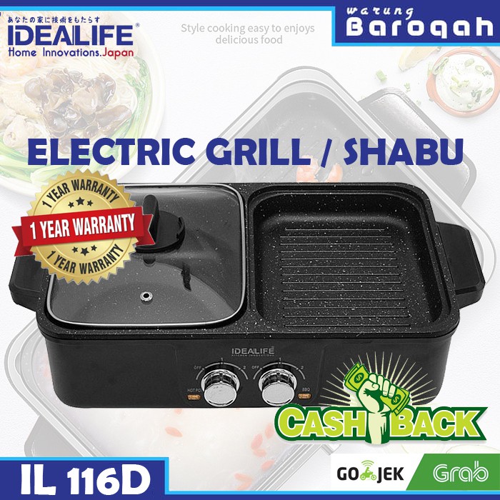 Electric Grill - Shabu - Grill Panggang Idealife IL-116D