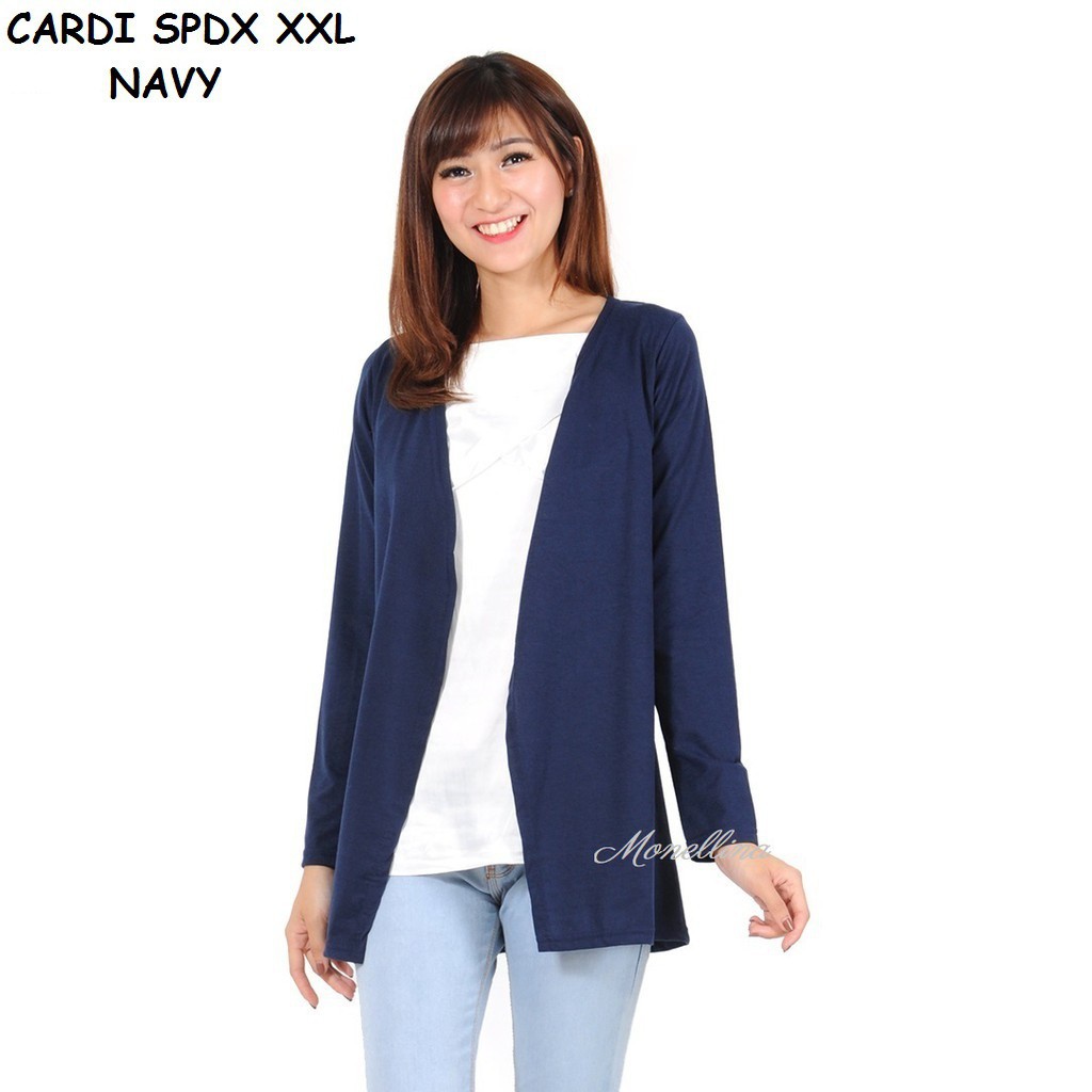 YUGANA - CRSPX Cardigan Wanita Cardigan Spandex Cardigan Polos Jumbo Lengan Panjang Murah Kekinian-3