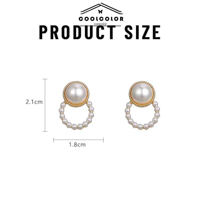 COD❤️1 Pasang Anting Stud Mutiara Pejantan Lingkara Anti Memudar Earrings panjang Aksesoris Wanita Fashion Tusuk Mewah Korea