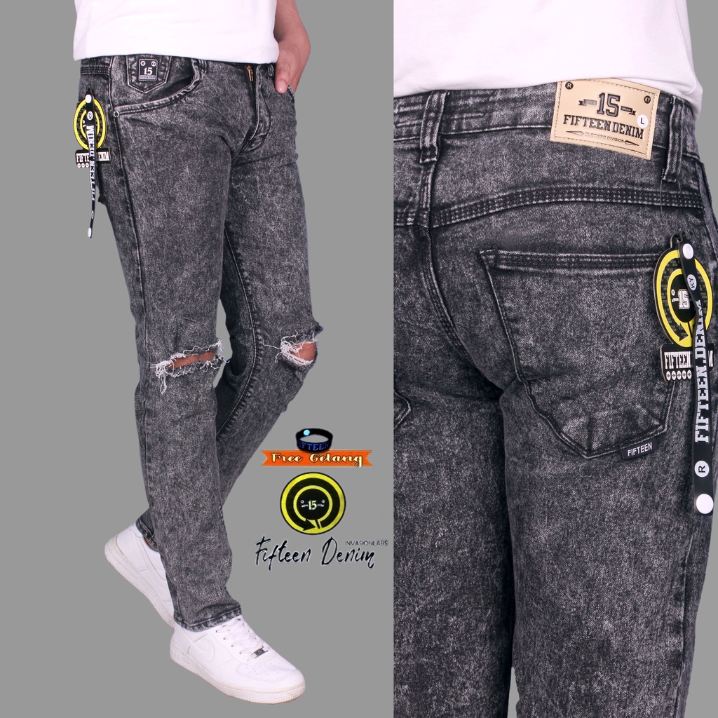 Celana Jeans  panjang pria slimfit Fifteen Casual Premium Quality