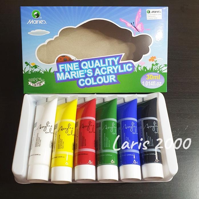 

Serba murah Cat Akrilik Set 6 / Acrylic Paint Set Maries 30 ml Warna Dasar 37