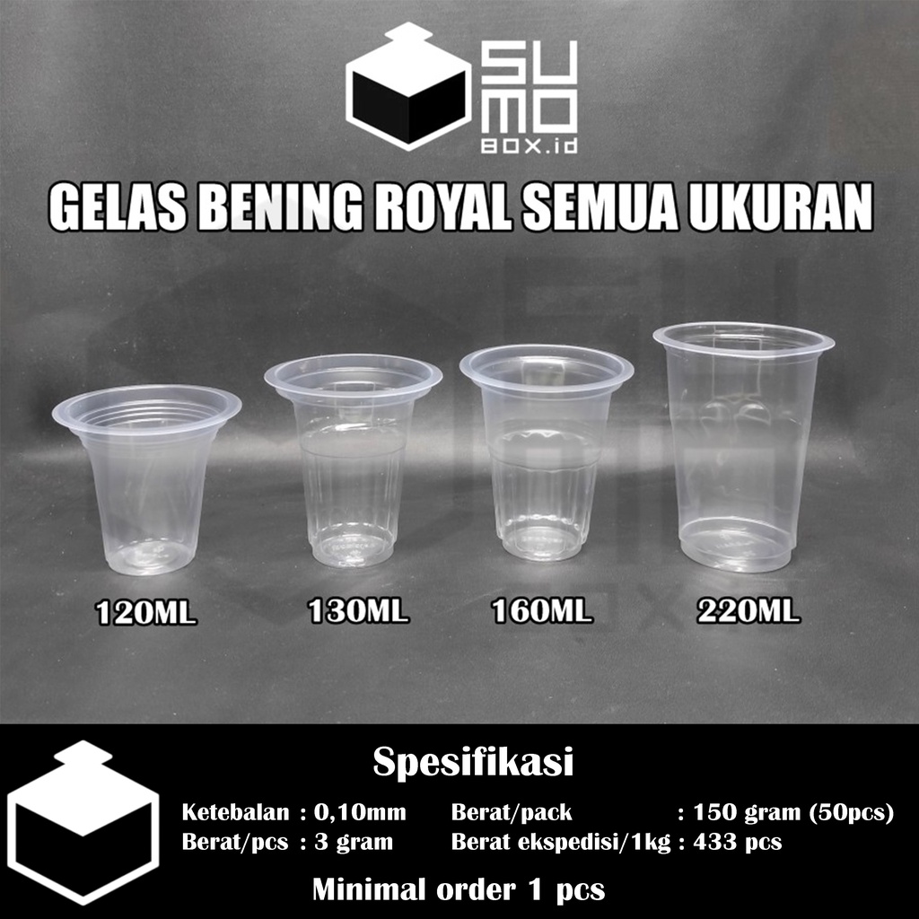 Jual Gelas Plastik Royal Bening Cup Aqua Gelas Kopi Gelas Ice Cream 120ml 130ml 160ml 220ml 7691