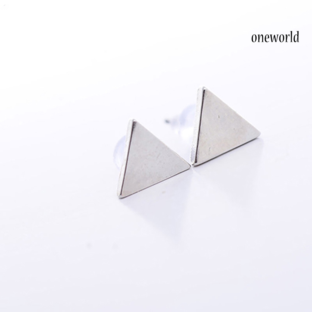 OW@ 1 Pair Ear Studs Triangle Fashion Jewelry Alloy Lady Punk Style Simple Triangle Earring for Dating