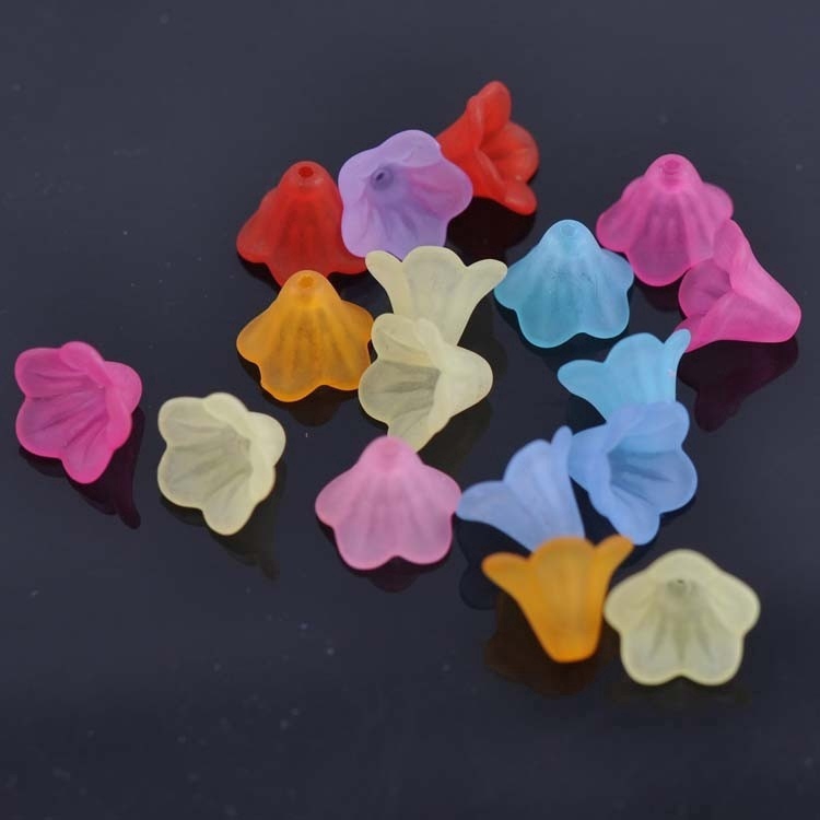 20/100pcs Mixed Trumpet Flower Frosted Acrylic Plastic Beads Caps for DIY Bracelet Necklace Making Jewelry Findings Wholesale