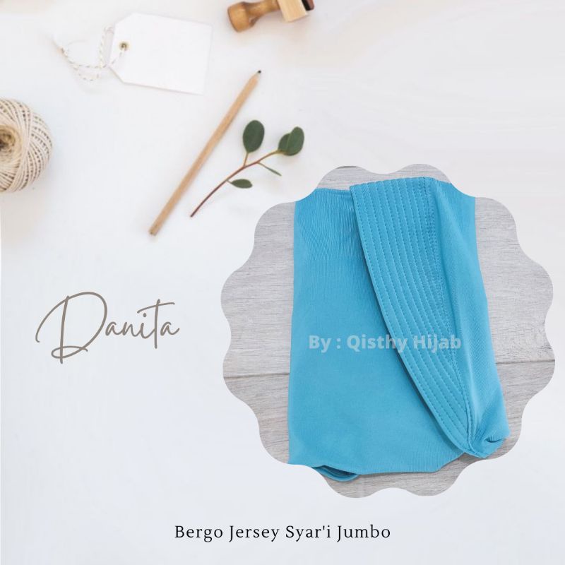 Danita Bergo Jumbo Syar'i | Hijab Instan Syar'i | Khimar Daily Instan Bergo Original | Hijab Menutup Dada | Kerudung Instan Jersey | Hijab Bergo Jersey Jumbo | Hijab jersey Khimar Murah | Khimar Jumbo  Syar'i | Jilbab Pengajian | Khimar Jumbo Premium-Biru Wardah