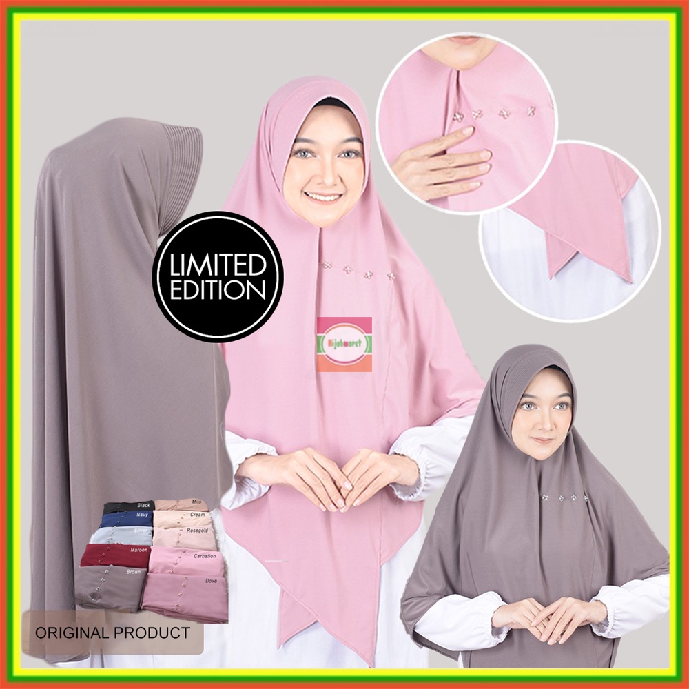 Jilbab Jersey Panjang Terbaru Mode Khimar Syari Jumbo Pet Antem Original Hias Sewaroski Premium Mura