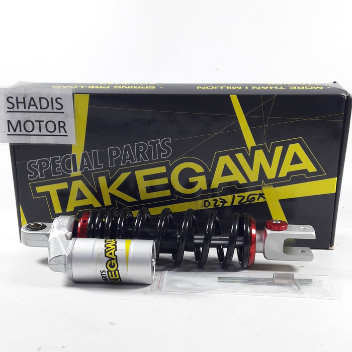 Skok Belakang Motor Merk Takegawa Matic MIT Ukuran 305 mm Tabung Motor Mio Warna Hitam Tabung Silver
