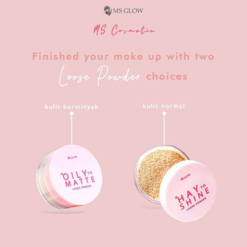 Loose Powder MsGlow_ Oily to matte_Hay to shine Bedak tabur MsGlow