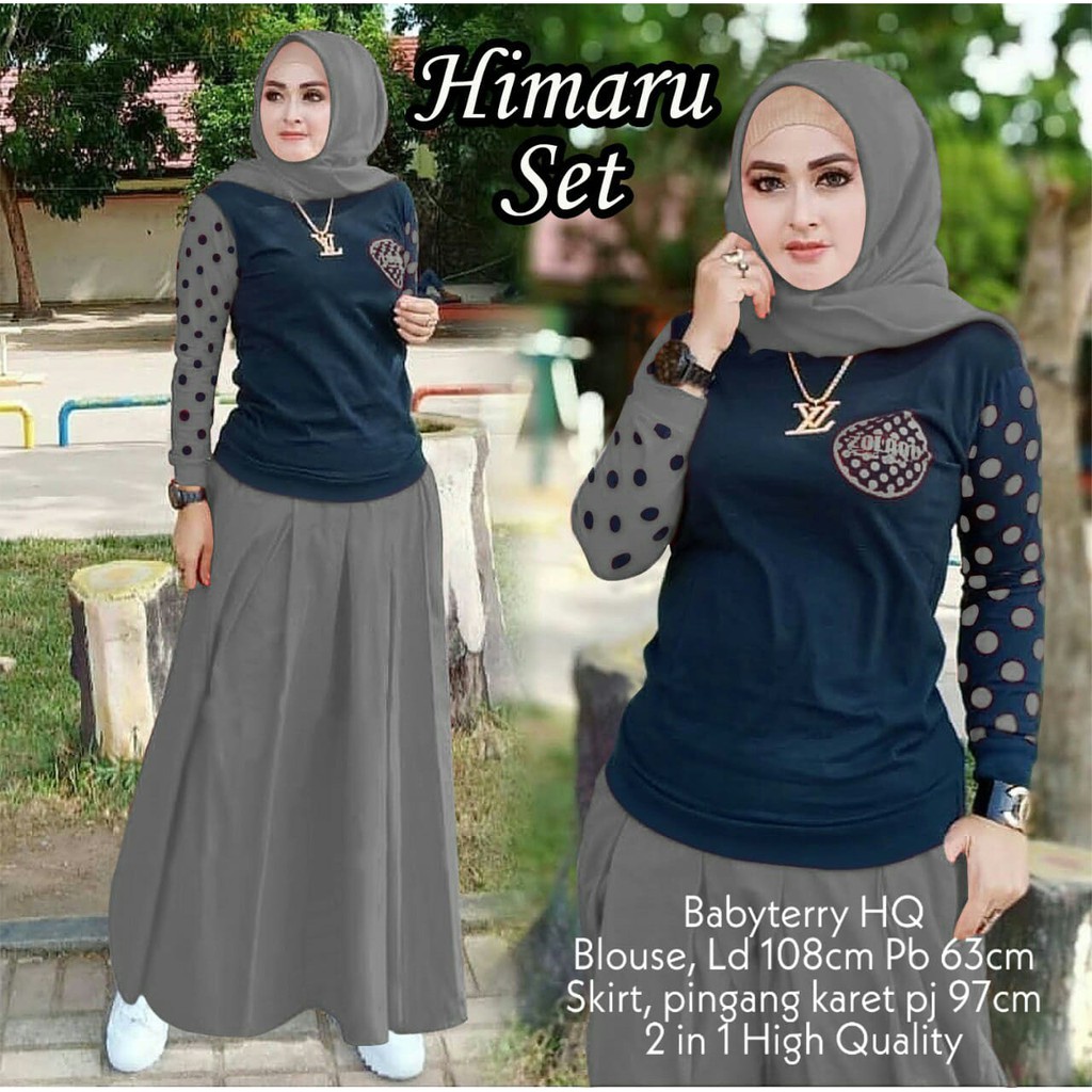 SALE!!! QF ST. HIMARU SETELAN WANITA LENGAN POLKADOT