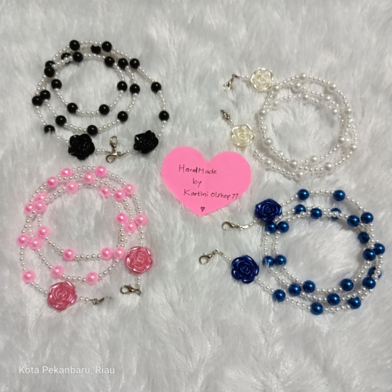 Strap Masker Mutiara full//Kalung Masker Mutiara Korea// Kalung Aksesoris Kacamata