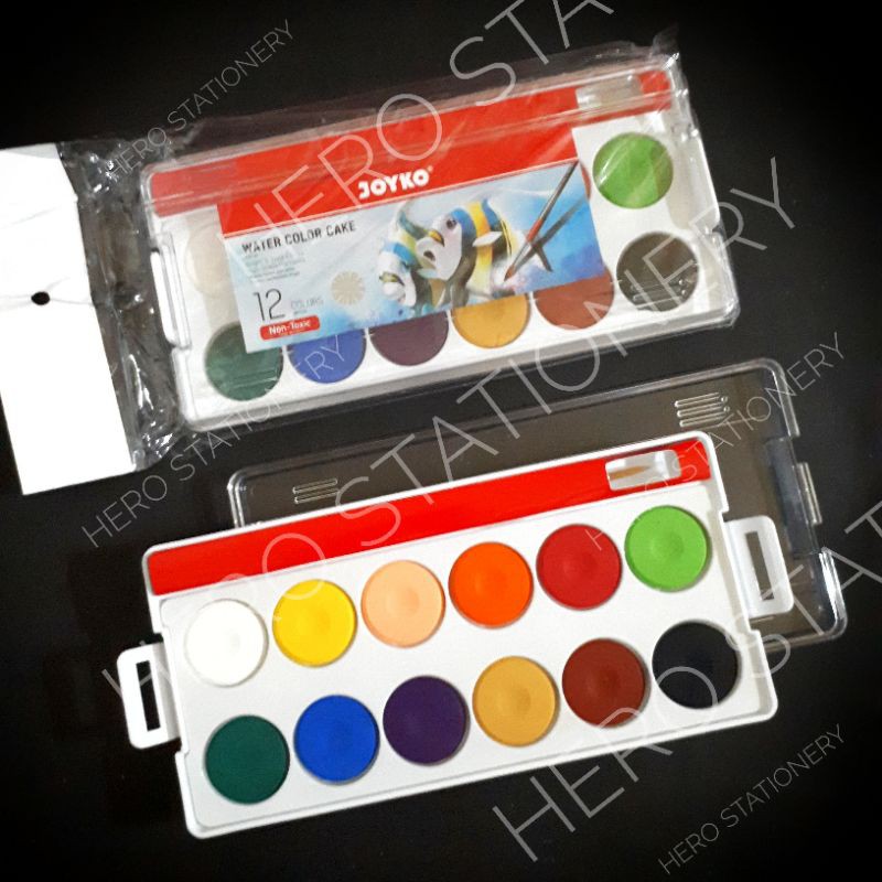 

Cat air water color watercolor joyko titi padat cake bonus kuas 12 warna WC-CAKE-12