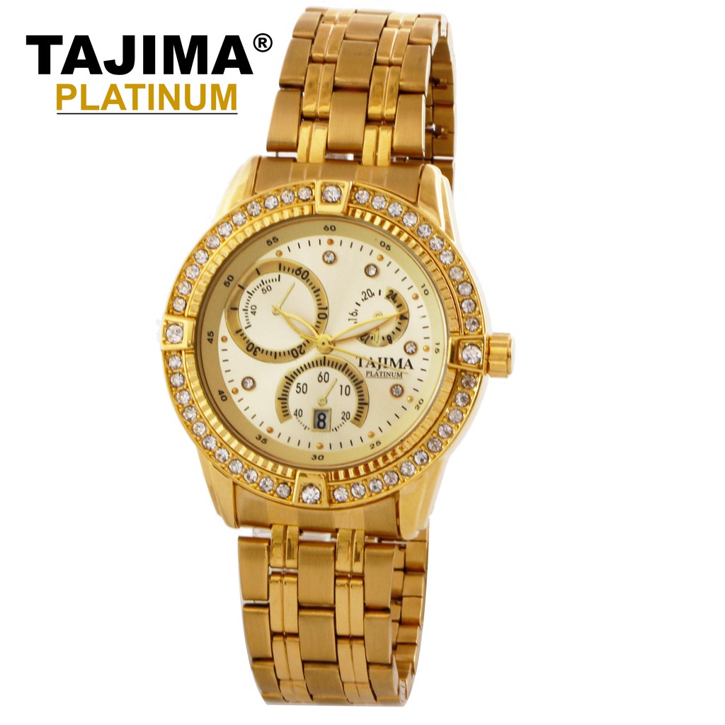 TAJIMA Jam Tangan Platinum Pria Wanita 3819 Gold Original Garansi 1 Tahun