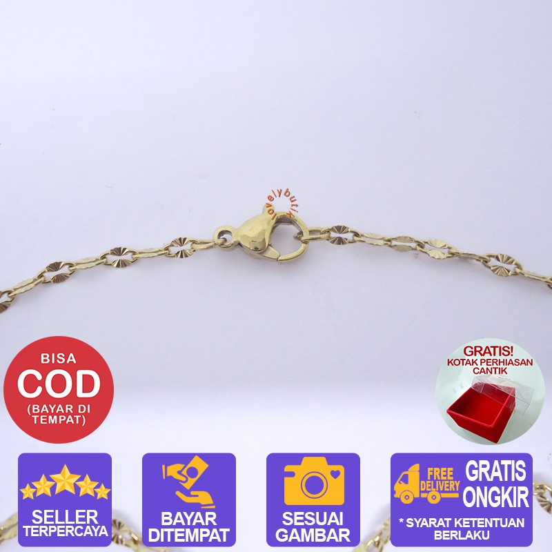 Lovelybutik Kalung Titanium Anti Karat Selamanya Ela Kalung Titanium uk. 45 cm BONUS KOTAK PERHIASAN