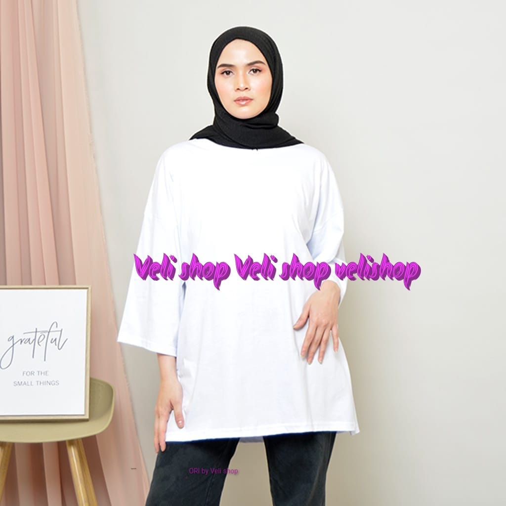 CITY GROSIR KAOS POLOS OVERSIZE HIJAB WANITA TANGAN 3/4 BAJU OVERSIZED COTTON COMBED 24S BIG SIZE PR