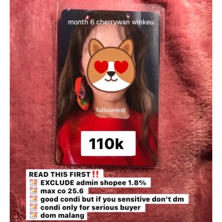 [BACA DESKRIPSI] photocard pc wendy dear u letter month 6 cherrywan