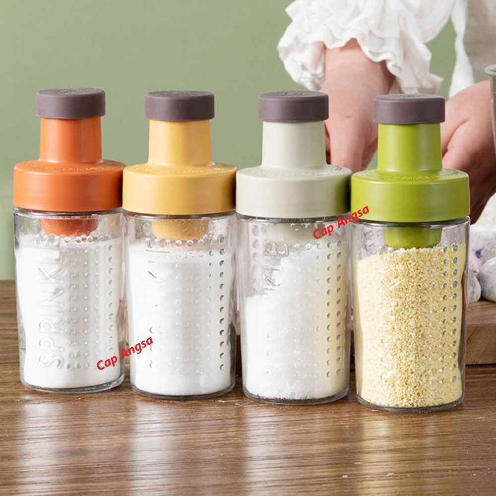 TEMPAT BUMBU DAPUR ANEKA WARNA SUGAR SHAKER 260ML GLASS BOTTLE JAR POWDER SEASONING TOPLES KACA COKLAT ICING SPRINKLE WADAH GULA PASIR LADA MERICA CABAI KERING MULTI COLOR