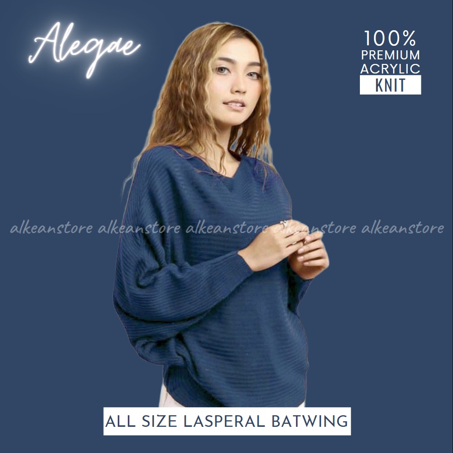 Alegae Baju Rajut Batwing Blouse Wanita Korea Premium Outer Tshirt Knitwear Original-3