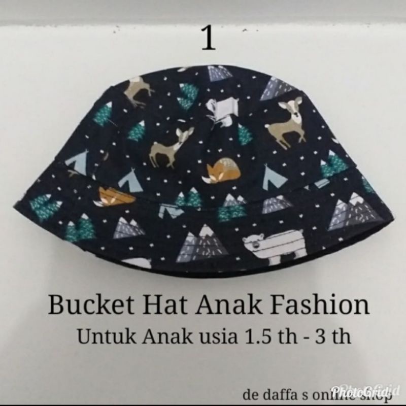 Topi Bucket Hat Anak Fashion Full Print  Kanvas Aneka Motif Fisherman