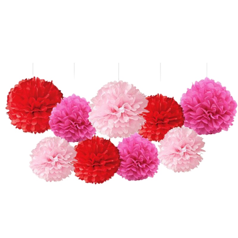 Zzz Bola Pompom Bahan Kertas Tisu Warna Pink / Biru / Merah Untuk Dekorasi Natal