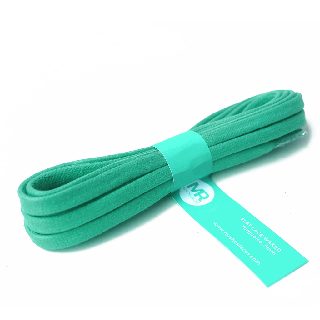 MR Shoelaces FL30 Turquoise (Tosca) - Tali Sepatu Lilin 5mm Gepeng Flat Pipih (Waxed Laces) 90cm 100cm 120cm 150cm