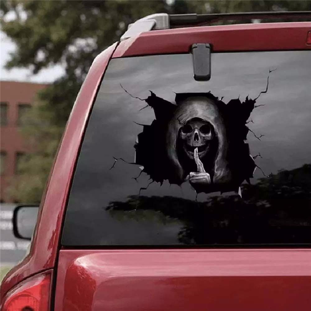 AUGUSTINA 1pc Car Sticker Horror Car Decoration Decal Pull Fuel Tank Decal Stickers Skull Skeleton Motorcycle Accessories Skeleton Skull Sticker Wall Stickers Car Styling