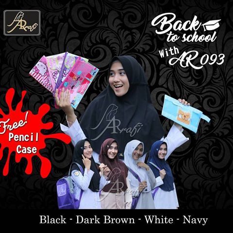 Kerudung Sekolah Arrafi AR 093 Serut Polos Jilbab Back To School