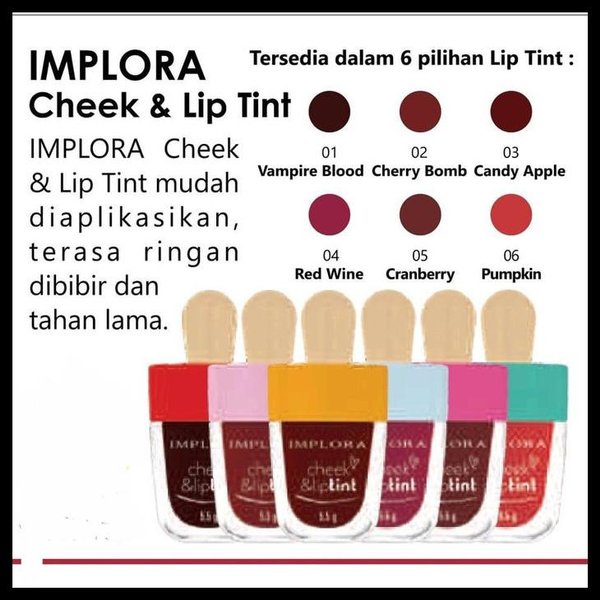 LIPTINT IMPLORA (BPOM) IMPLORA Cheek &amp; Liptint | Lip Tint | Ice Cream 5.5gr