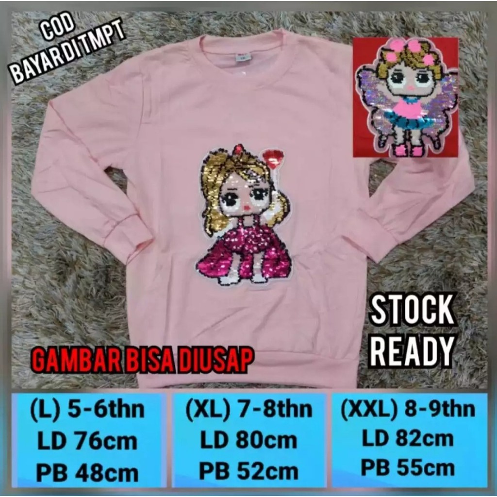 Sweater anak perempuan/switer/Sweater anak/Swaeter Sequin/Premium/4-10 tahun #COD