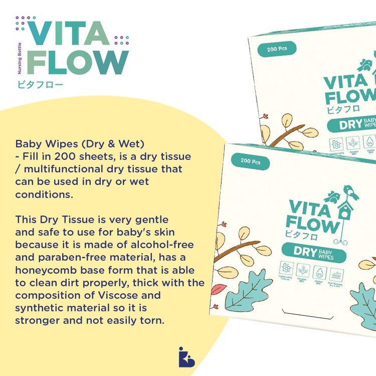 Vita Flow Dry Baby Wipes Satine