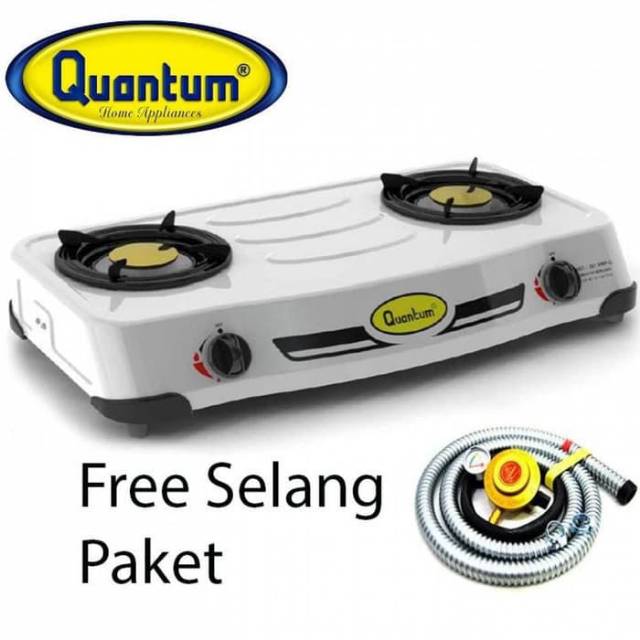 Quantum QGC-201 DMPC Kompor Gas 2 Tungku+Selang Regulator-PAKET HEMAT