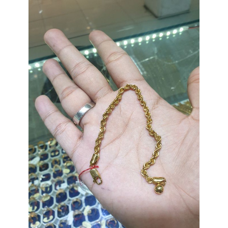 gelang tambang emas 375 lilit kancing kait