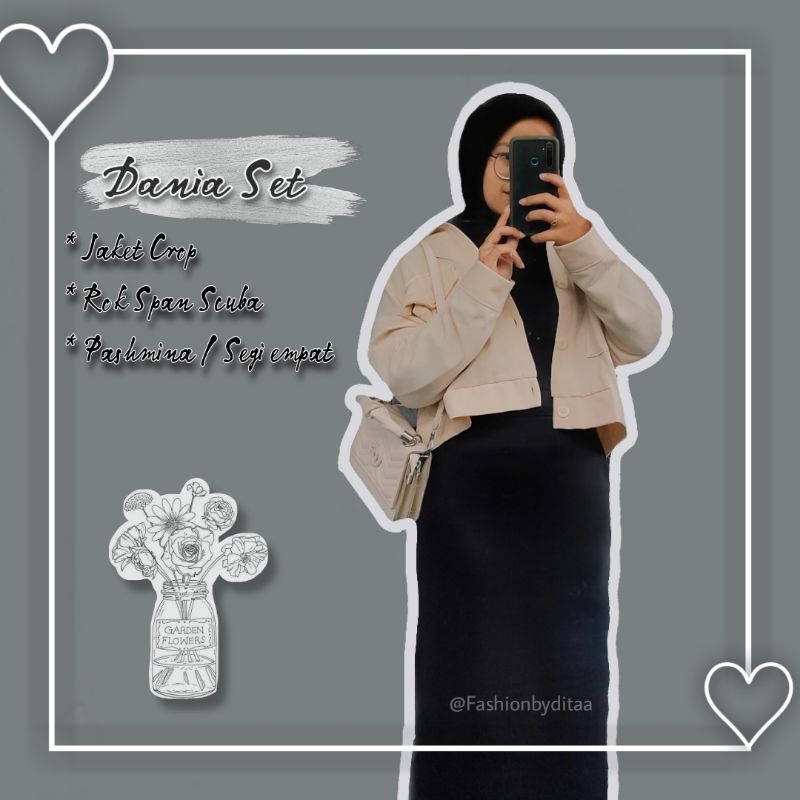Dania Set / Paket ootd hijab / Paket ootd wanita set rok / Paket ootd Korean style / Set 3in1 / pake