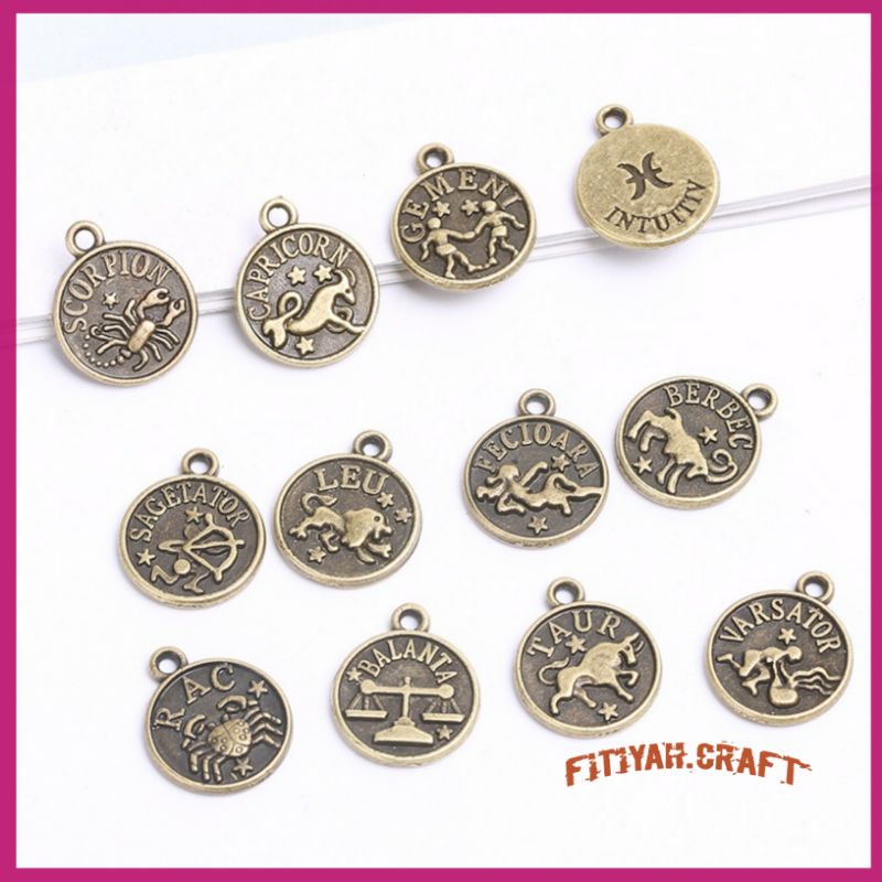 CHARM ZODIAK CHARM ALLOY ZODIAK BAHAN KERAJINAN GELANG KALUNG DLL