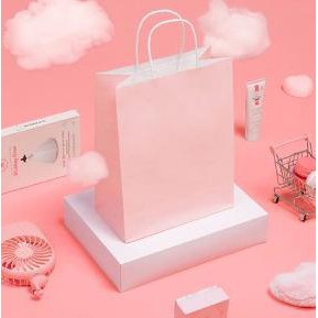 

KANTONG PLOS L2. KANTONG HADIAH KADO , CRAFT PAPER BAG FANCY GIFT - Merah Muda