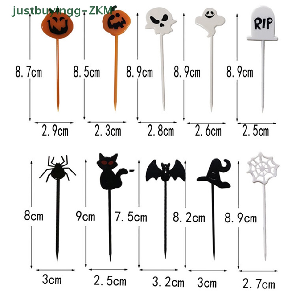 10pcs / set Tusuk Gigi Cupcake Bahan Plastik Untuk Dekorasi Pesta Halloween