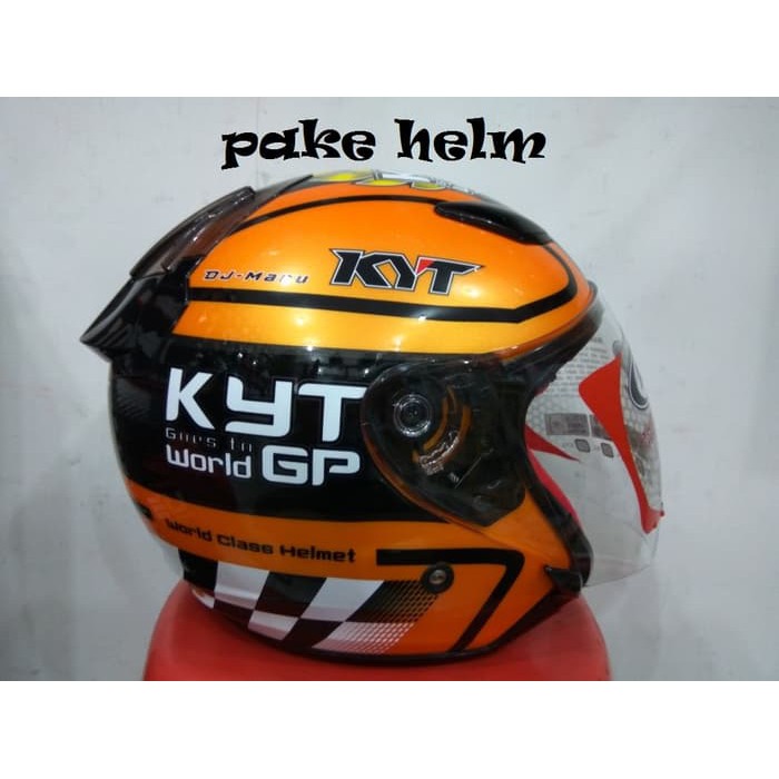 Untuk Anda HELM KYT DJ MARU MOTIF WORLD GP  11 BUMBLE BEE YELLOW HALF FACE DJMARU