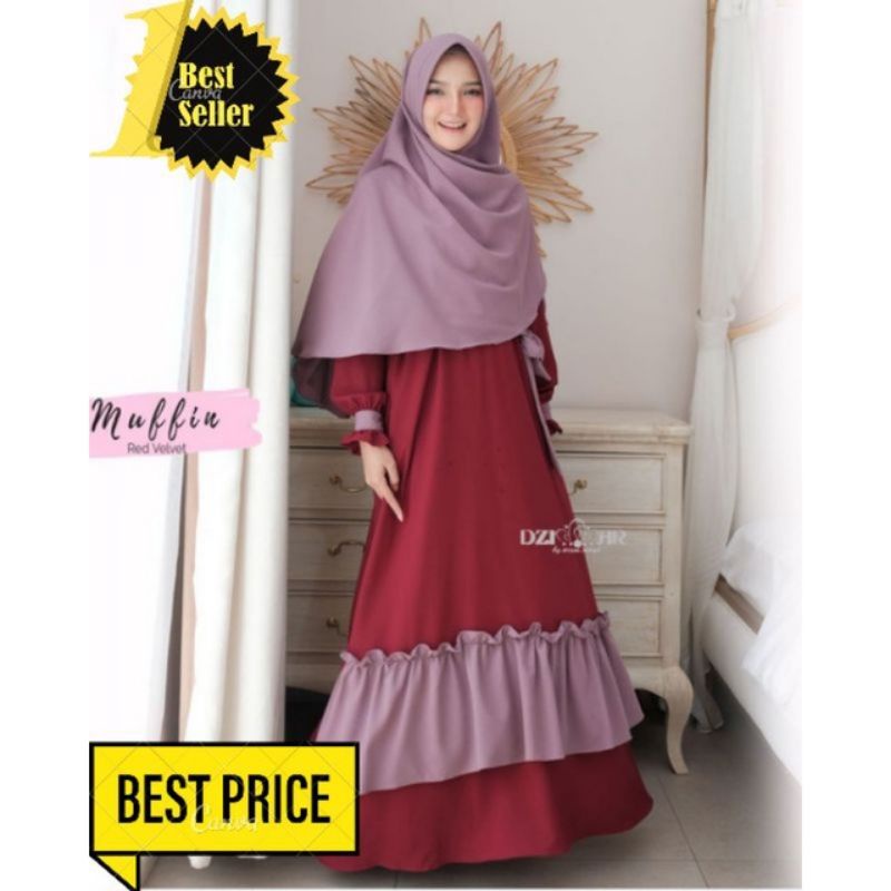 SET GAMIS MURAH PREMIUM MUFFIN DRESS ORI DZIMAR DRESS MEVVAH MURAH BERKUALITAS