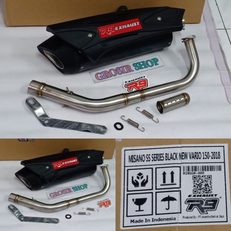 Knalpot R9 misano series ss black Vario 150 125 new old / Knalpot R9 misano Vario 125  Vario 150