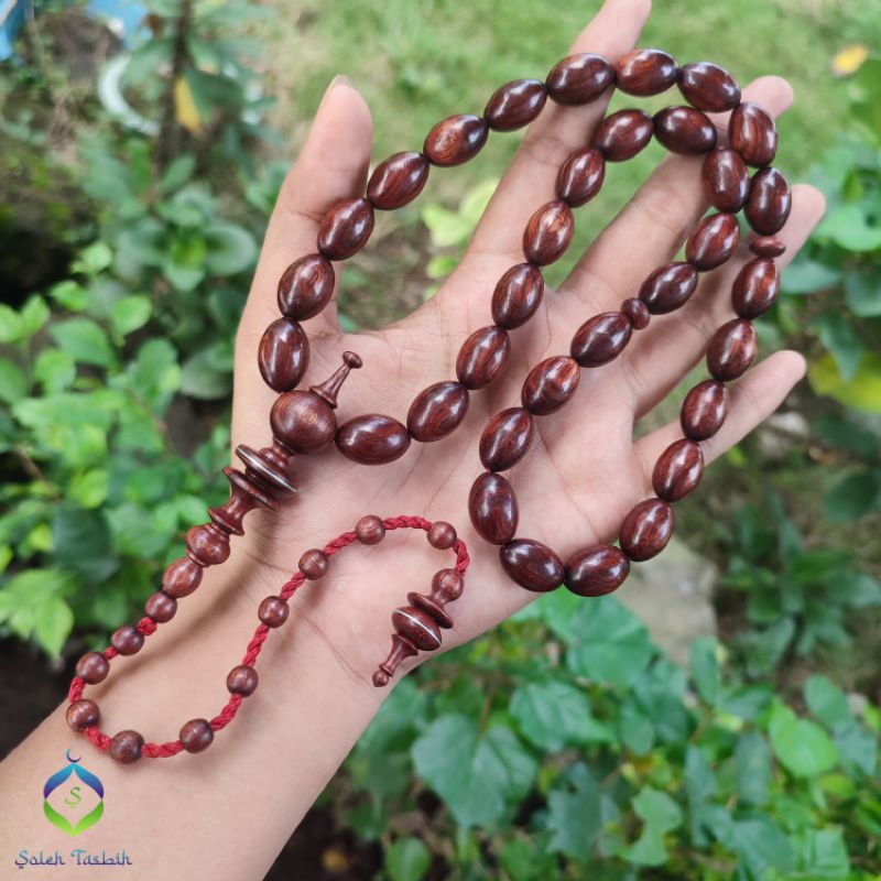 Tasbih Kayu Galih Nagasari Motif Oval, Size 11mmx17mm_Isi 33 Butir