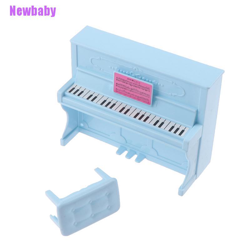 (Newbaby) 1 Set Miniatur Grand Piano Dengan Bangku Skala 1: 12 Untuk Rumah Boneka