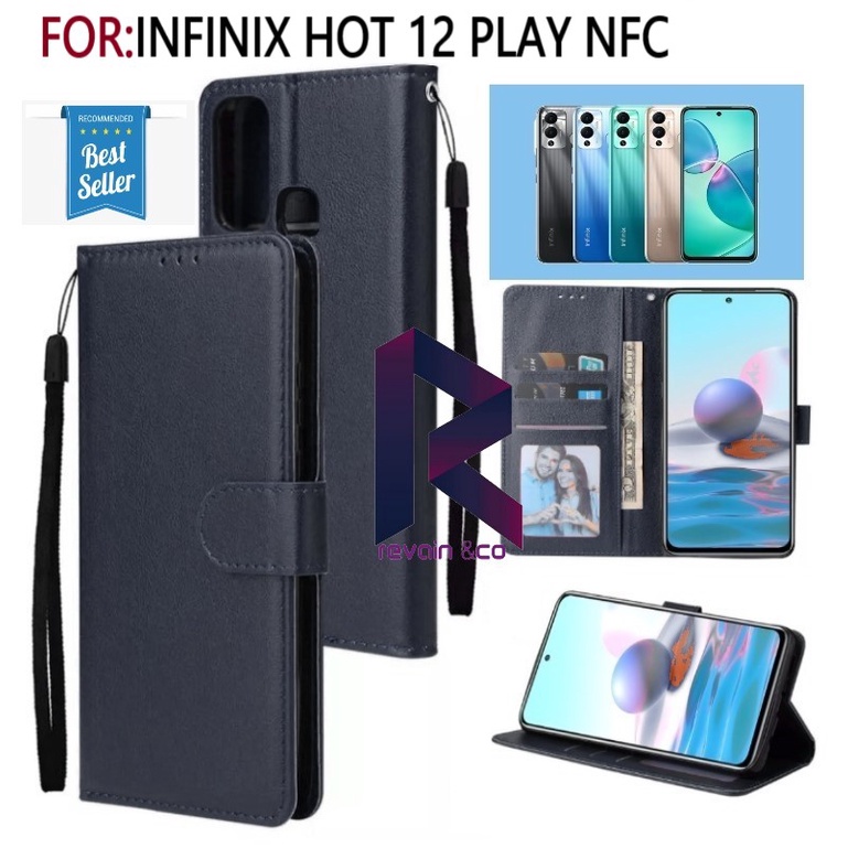 FLIP WALLET NEW INFINIX HOT 12 PLAY NFC LEATHER KULIT PREMIUM SARUNG BUKA TUTUP FLIP CASE NEW INFINIX HOT 12 PLAY NFC