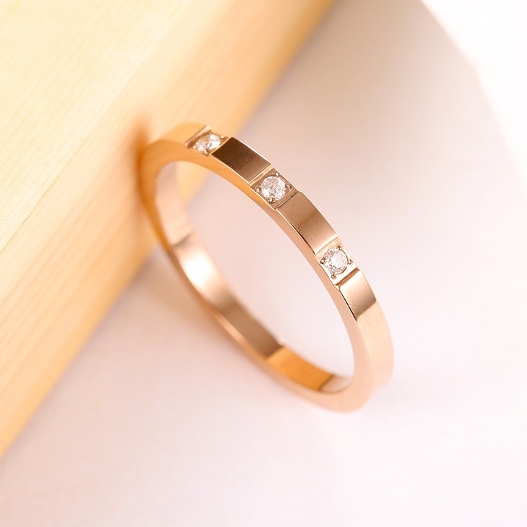 Cincin Titanium Mini Korea Wanita CK036 warna rose gold bisa untuk cincin kawin nikah fashion simple