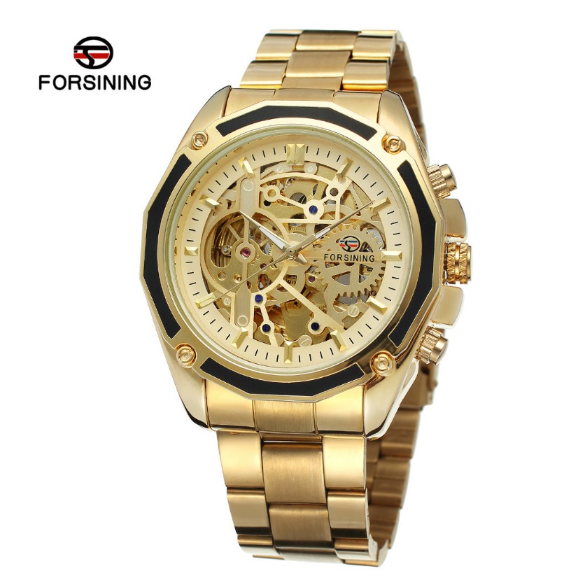 

FORSINING Jam Tangan Pria Otomatis Mekanik Watch Stainless Steel Case Transparan Dial Box