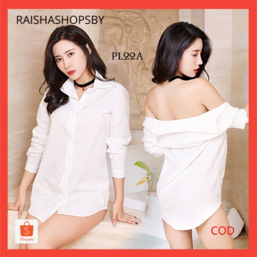 [READY GOJEK GRAB] KEMEJA TIDUR BAJU TIDUR SEXY NIGHT GOWN SLEEPWEAR PREMIUM PUTIH PL22