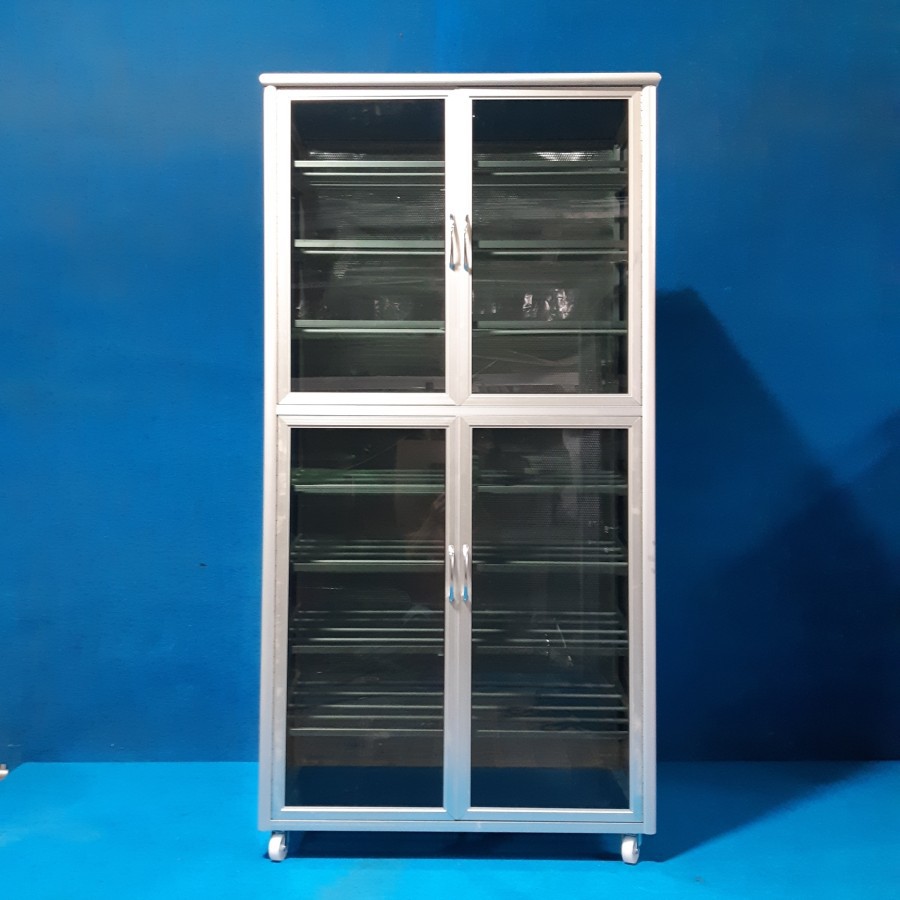 Lemari / Rak Sepatu / Tempat Sandal Aluminium 9 Susun Kaca Riben LSS 809-80