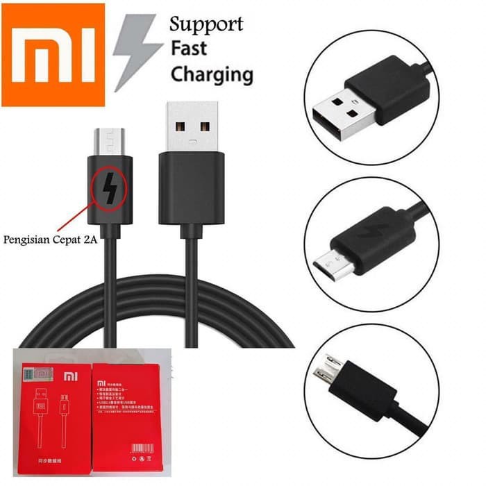 Cable Fast Charger Support 18W Xiaomi Redmi 1S 2 2s 3 3s 3-PRO 4 4A 4X 4-Prime 5 5+ 6 6A 6PRO 7 7A 10A 9A 9c Mi A2 Lite (Cable Fast Charging 3.0)  ORISINIL ASLI 100%/ KABEL DATA MICRO USB TYPE A B 5V-9V=1.0--2.4 AMPERE Cassan-Casan ORi-ORIGINAL PRO A 10 S