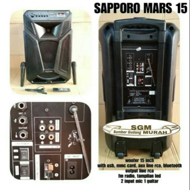 SPEAKER AKTIF 15 INCH PORTABLE SAPPORO MARS 15