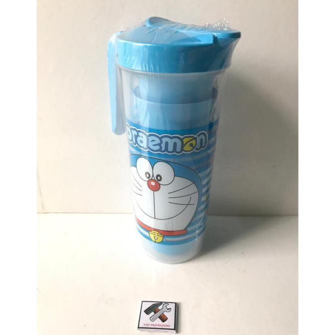 Paling Dicari] Botol Minum Piknik Plastik Dengan Gelas 4 Set Doraemon Food Grade Bp