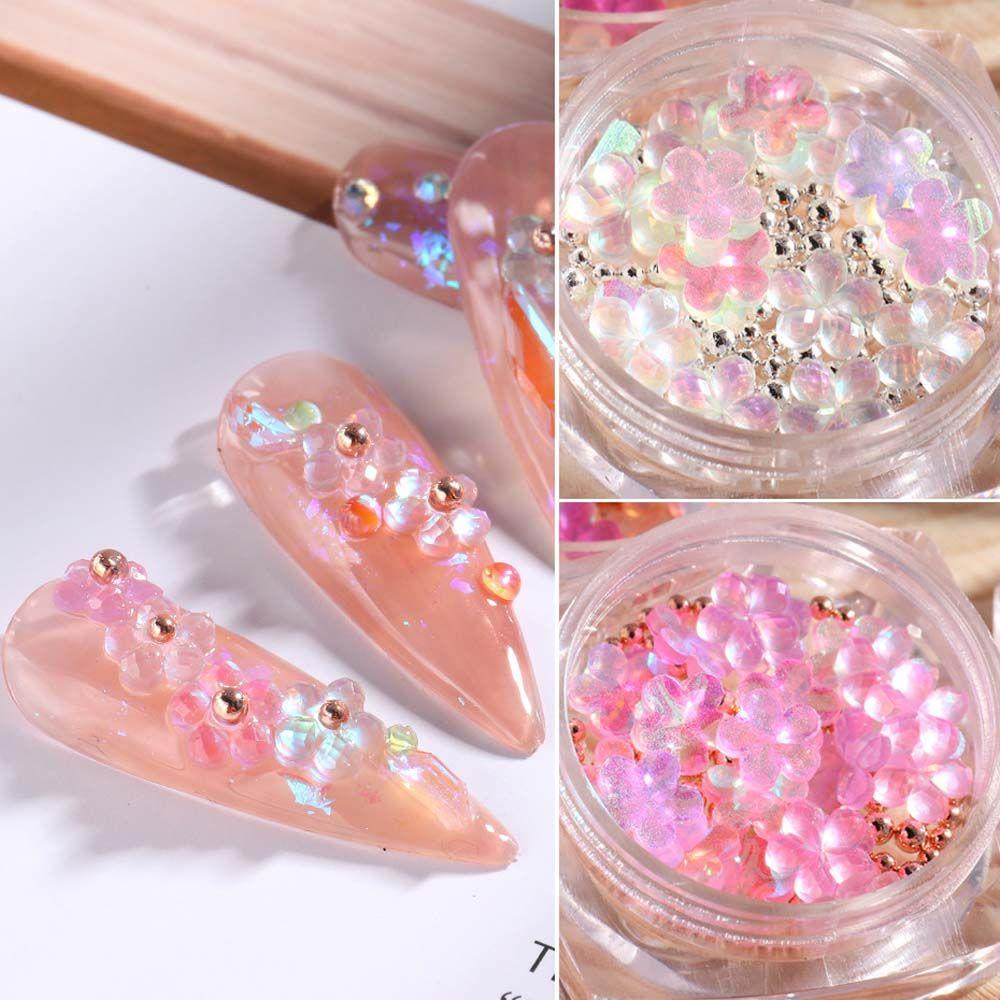 NEEDWAY Dekorasi Nail Art 3D Campur Elegan Charm Aurora Flower Hiasan Kuku DIY