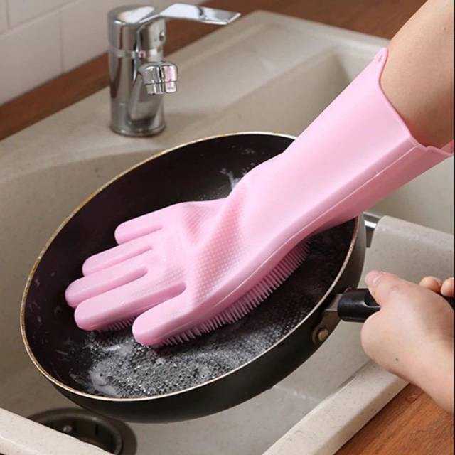 Magic Gloves Brush - Sarung Tangan Cuci Piring Magic Silicon Cleaning Gloves Anti Panas Oven Pembersih Alat Masak